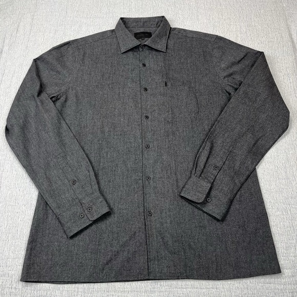 Robert Comstock XL Gray Button Up Shirt 100% Cotton Zipper Pocket - Picture 1 of 9